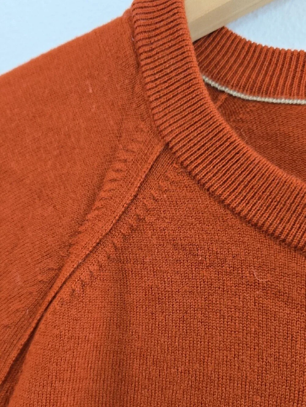 Banana Republic Baruffa Mariono Wool Men's Crewneck Sweater - Burnt Orange Size